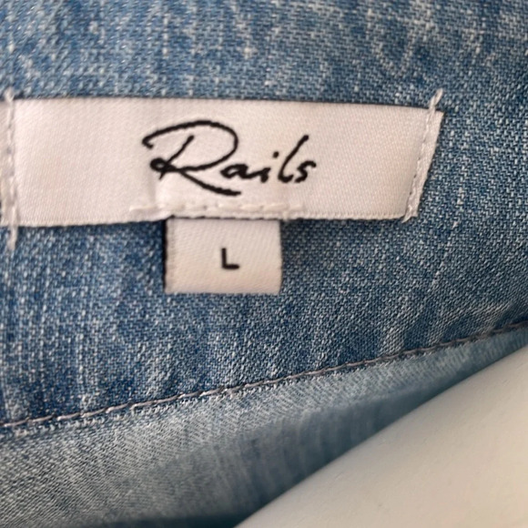 Rails Zimi Linen Blend Denim Blouse Chambray Size Large - Picture 12 of 14